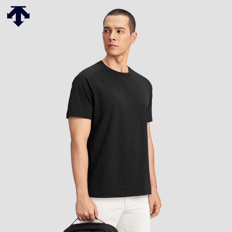 DESCENTE迪桑特DUALIS系列都市通勤男士短袖针织衫夏季新品 BK-BLACK XL (180/100A)