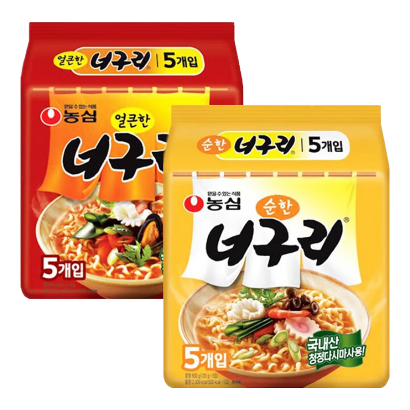 農心（NONGSHIM）韓國進(jìn)口 農心小浣熊辣味烏冬面海鮮烏龍面速食方便湯面拉面 辣味烏龍面5袋+原味烏龍面5袋