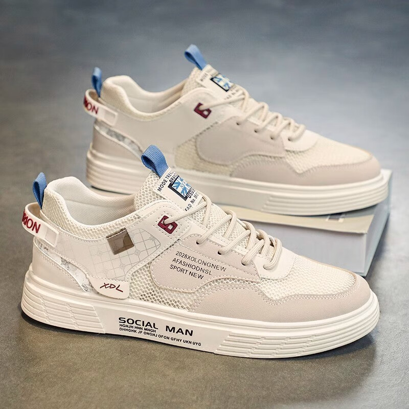 九寸阳光男鞋2024新款夏季透气百搭小众设计低帮休闲板鞋男士运动小白