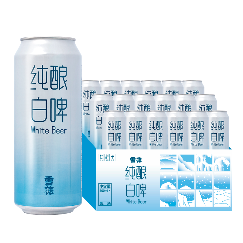 SNOWBEER 雪花 啤酒（Snowbeer）纯酿白啤  500ml*18听 全面升级大包装 年货送礼