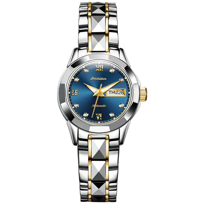 金仕盾瑞士认证品牌手表全自动机械女士商务防水夜光日历钨钢女表8813
