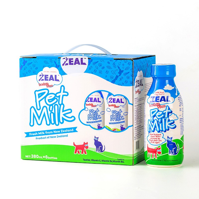 新西兰进口真致（ZEAL）宠物牛奶猫牛奶猫零食狗零食狗狗新鲜营养成猫离乳期无乳糖好吸收380ml*6瓶