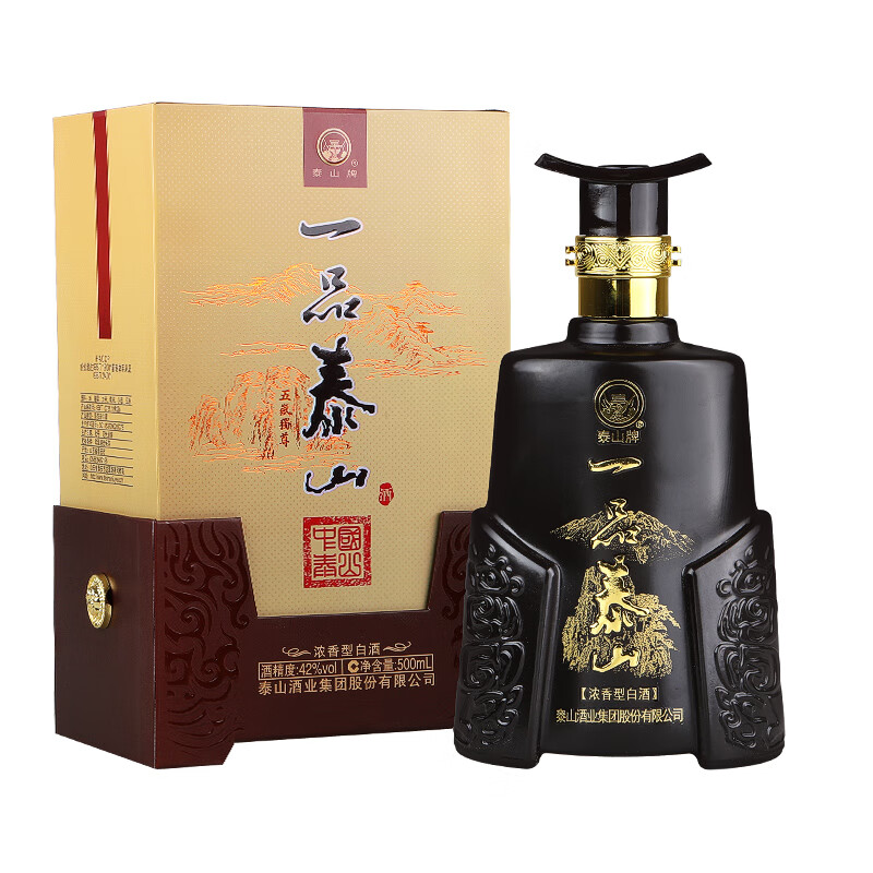 泰山牌浓香型白酒 一品泰山五岳独尊 42度山东白酒 单瓶500ml