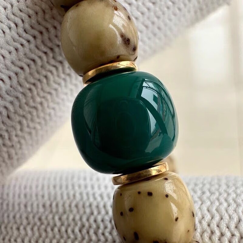 蓝榕笙松石老型珠雪巴桶珠文玩腰珠顶珠配珠星月配饰猴头配珠 高抛光