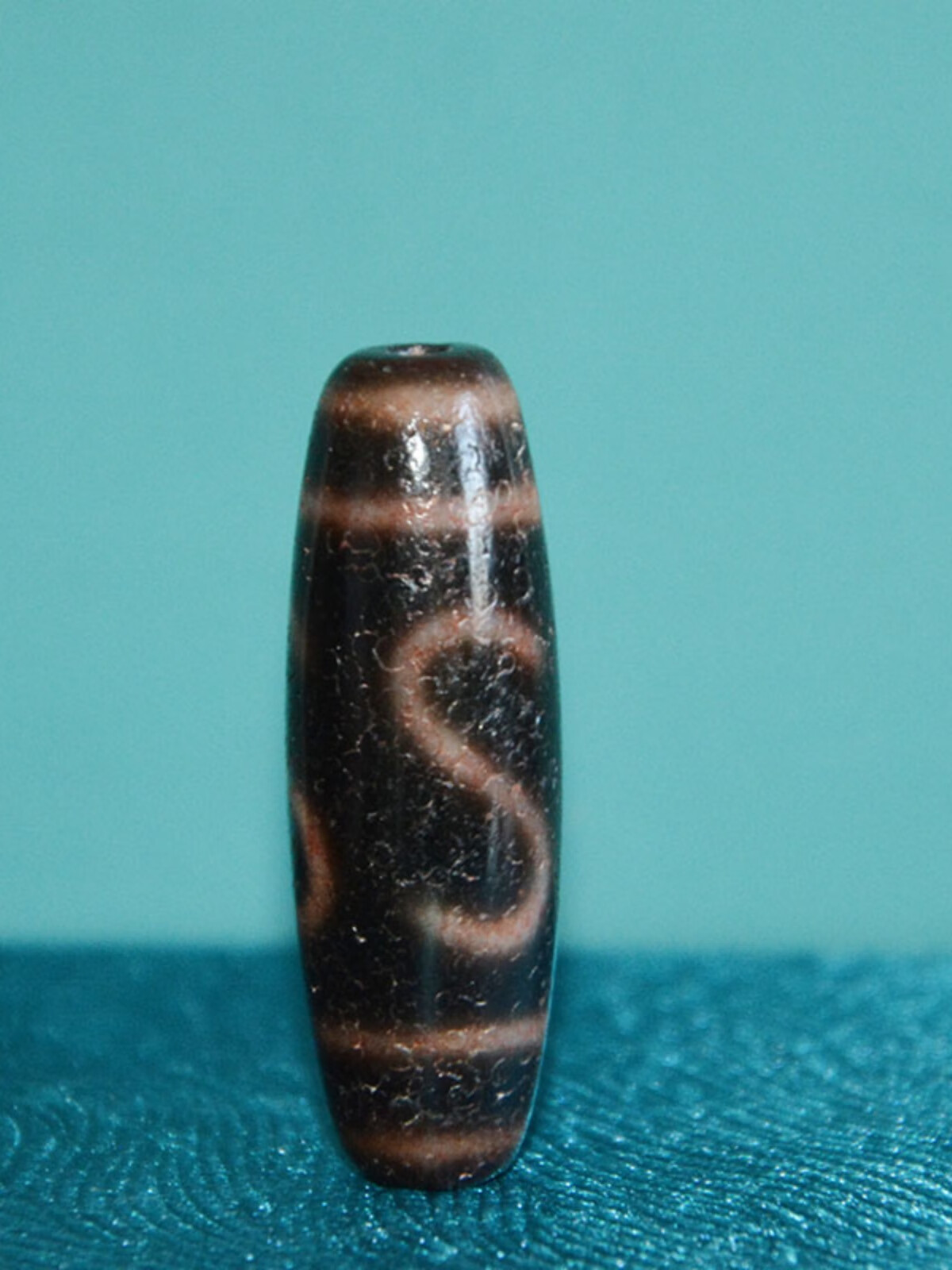 千古檀藏传血丝龙纹风化包浆金钱钩天珠吊坠锁骨链 金钱钩