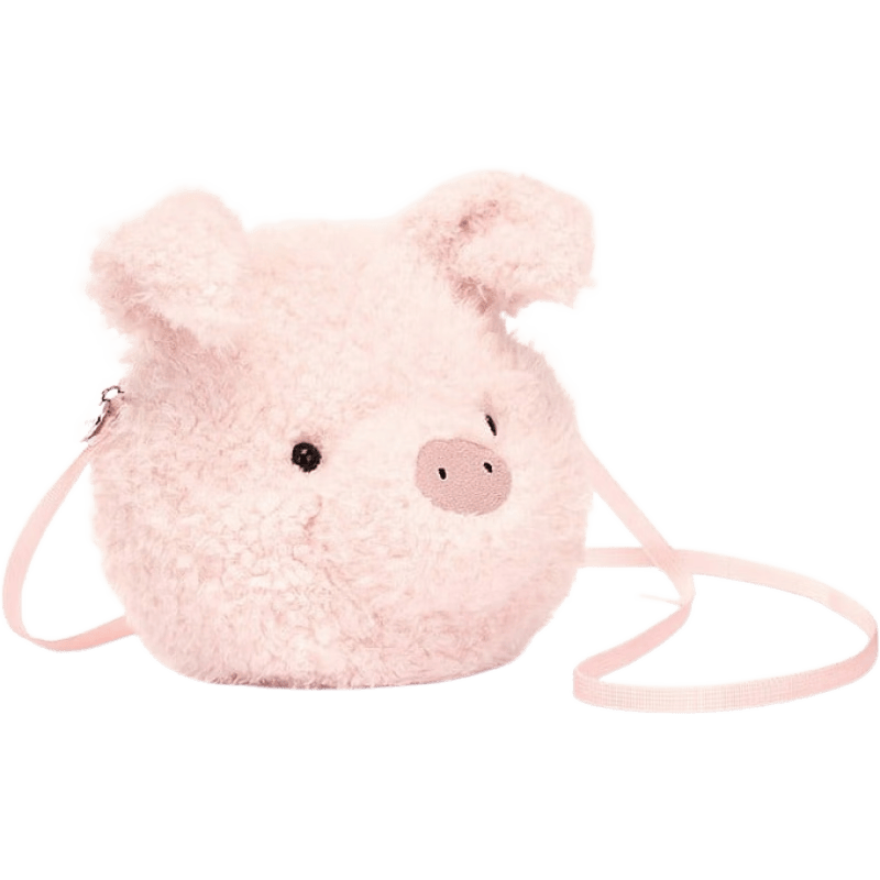 Jellycat可爱小猪包粉色PIG斜挎包旅行度假配件包秋冬毛绒绒女包L4PGB Pig Bag 7英寸