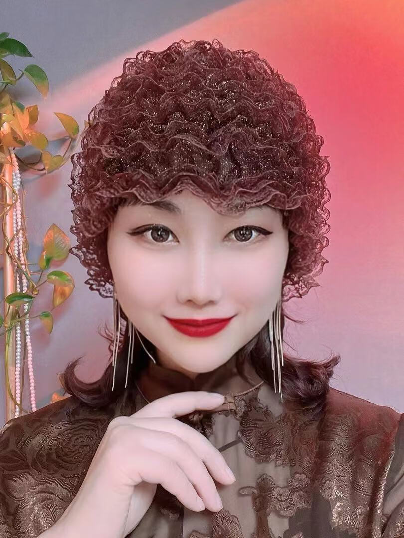 雅格罗伊遮白发帽子薄款五十岁女士帽四季款包头蕾丝时尚居家小骑车