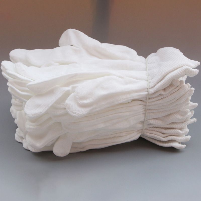 台优电子厂无尘化纤工作加密耐磨轻薄透气纯白手套弹力手套劳