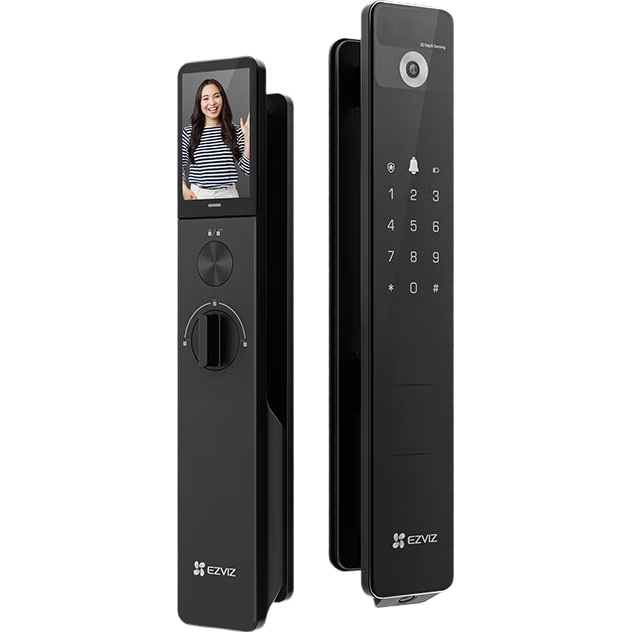 萤石Y3000FVX智能锁 静谧黑 3D人脸识别无需指纹 双摄双画面可视 家用全自动智能猫眼门铃防盗视频锁 