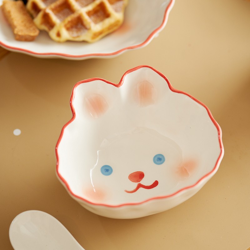 肆月 小兔子陶瓷米饭碗家用卡通可爱4-6岁儿童吃饭高颜值餐具ins风