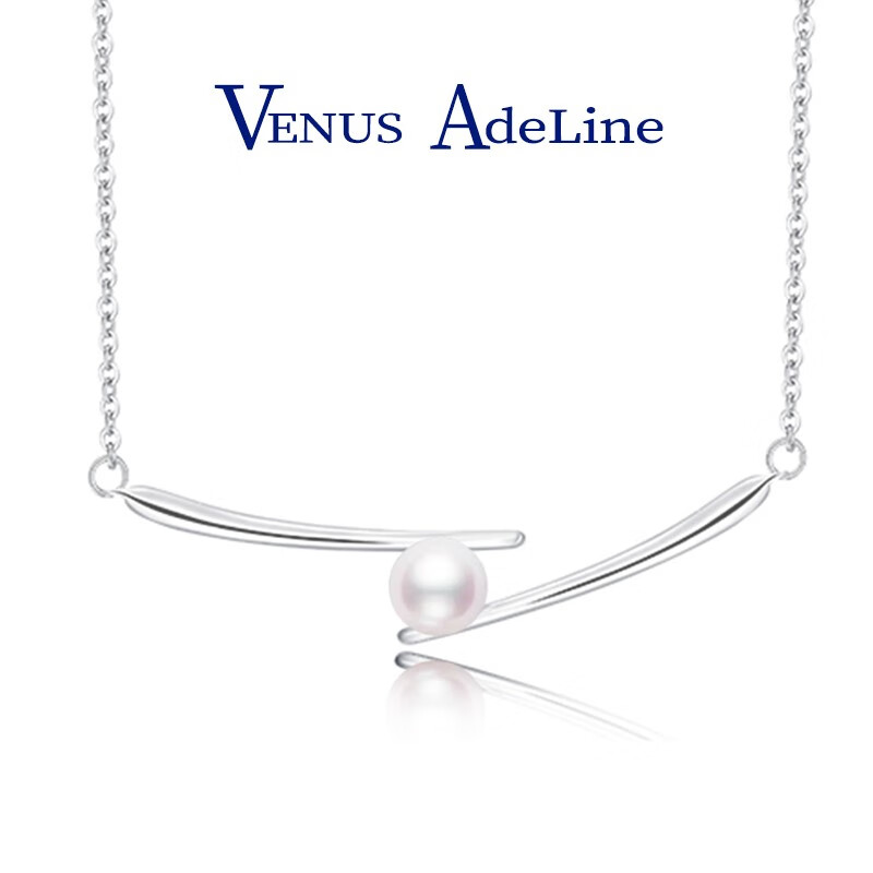 VENUS ADELINE淡水珍珠项链女银年轻款平衡木单颗吊