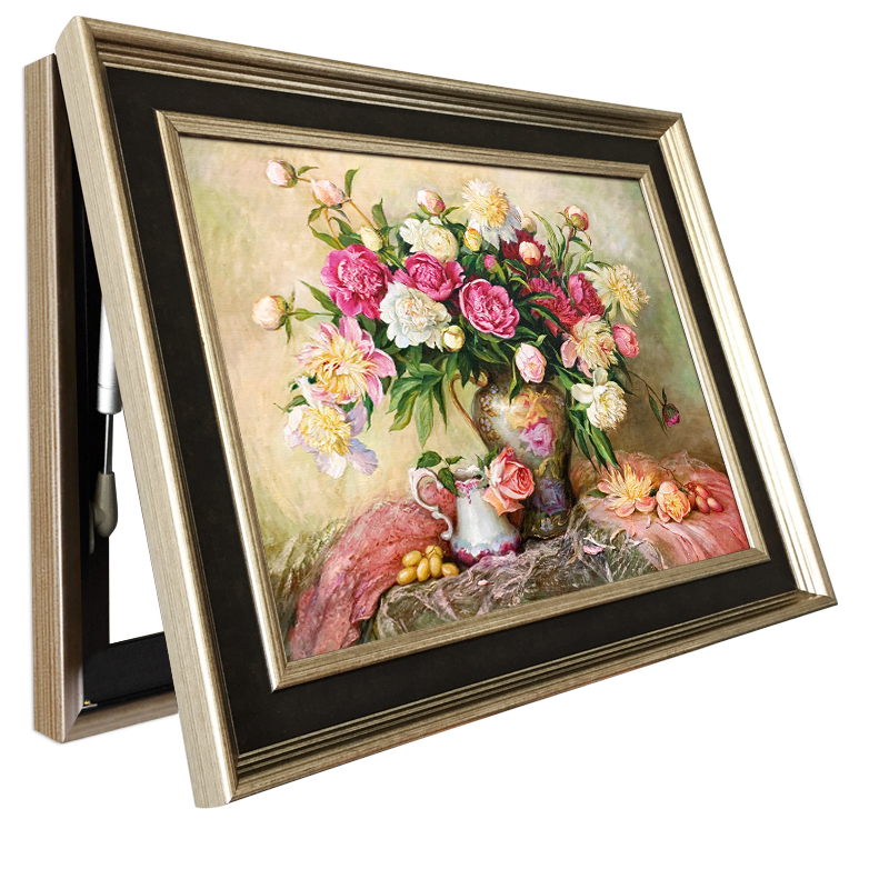 MONADIY【銷量過萬(wàn)】電表箱裝飾畫免打孔客廳餐廳強(qiáng)弱電箱配電箱遮擋壁畫 09 花開盛典 簡(jiǎn)歐框 液壓 橫版50*40cm