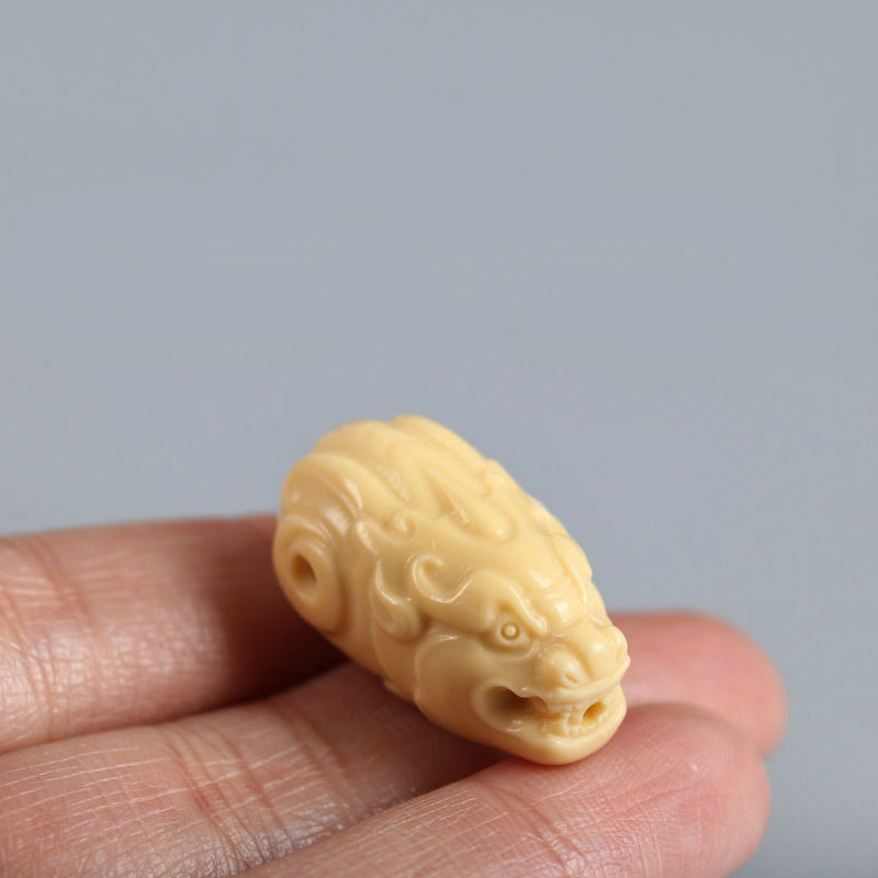 默奢 金膏玉貔貅三通佛头 diy文玩配饰 108颗佛珠手串一体 直径14mm