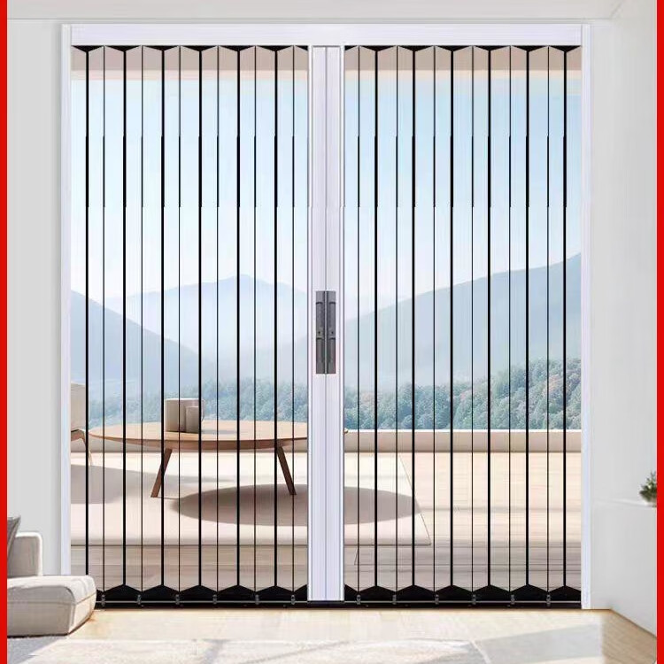 金凯威盾亚克力透明水晶板折叠门推拉门隐形铝合金厨房卧室空调隔断免