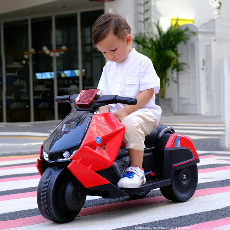 小嘎子儿童电动摩托车儿童电动车玩具车可坐人儿童车 标配中国红|单驱