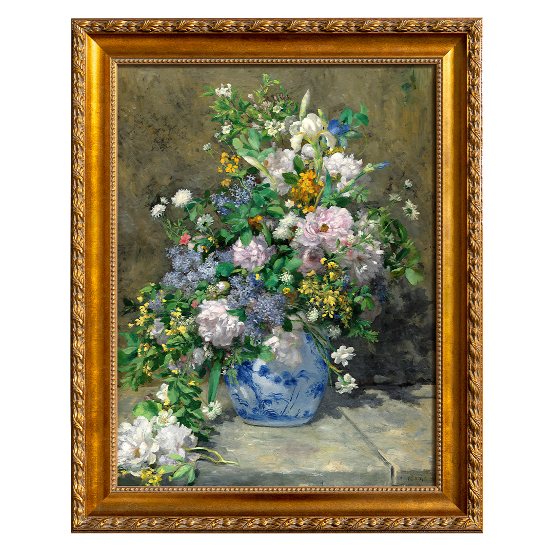 艺海识真雷诺阿《春之花束》复制油画博物馆级复刻复古框现代轻奢装饰