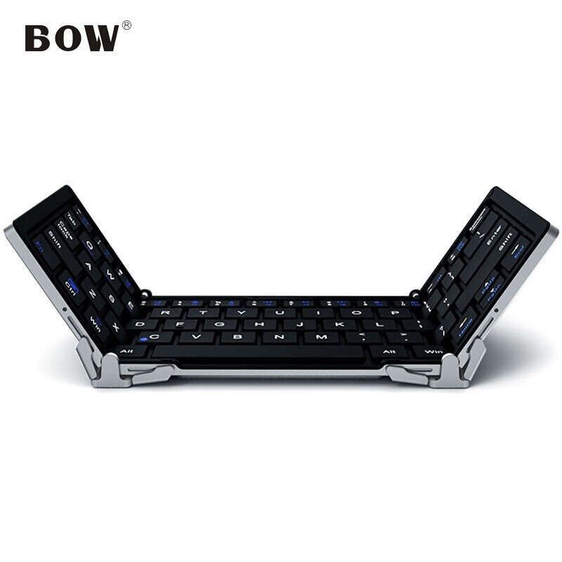 航世（BOW）HB066键盘 无线蓝牙键盘 办公键盘 折叠便携 64键 手机平板ipad键盘 超薄巧克力按键 黑色 自营
