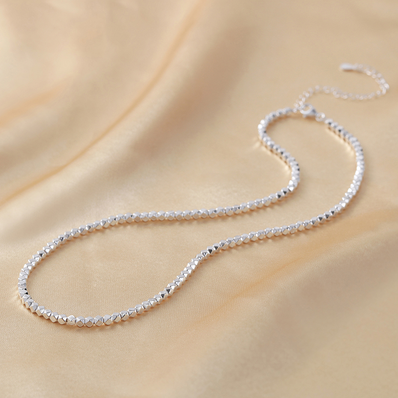 碎银子项链足银990几何方块碎银几两小方糖锁骨链女轻奢蛇骨链年轻款