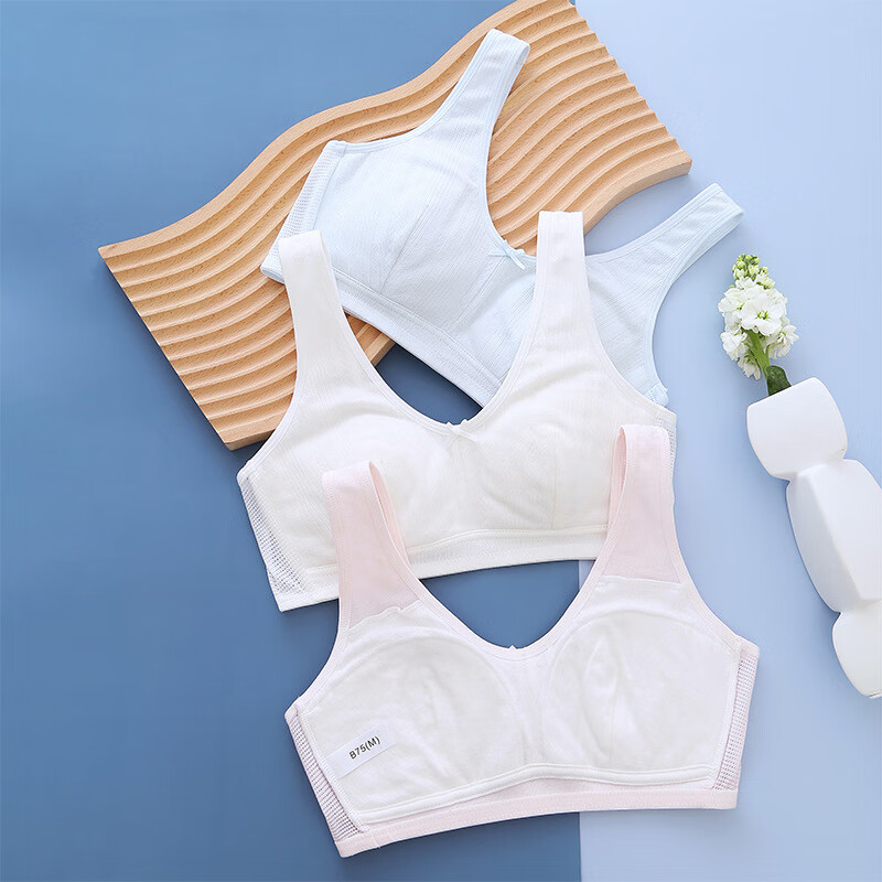 少女文胸发育期小学生初中高中生内衣网孔轻薄大弹力女童背心 粉色 3XL 【125-140斤】