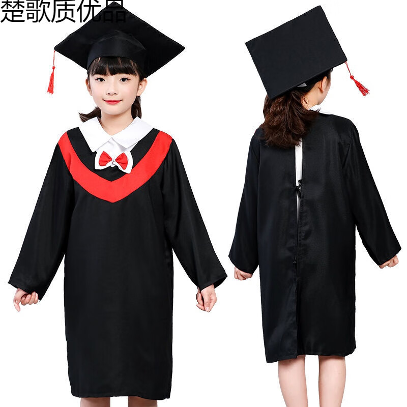 楚歌质优品 儿童博士服毕业礼服幼儿园小学生毕业照幼儿袍小博士演出学士服装 红色 【衣服+帽子+毕业证书】尺码备注使用感如何?