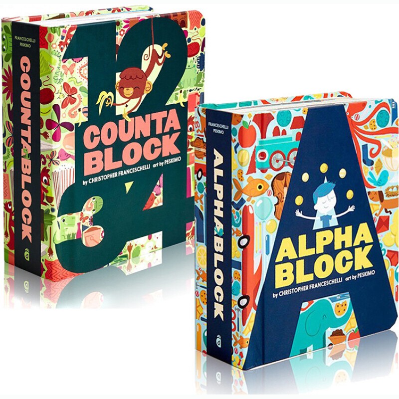 Alphablock 神奇创意字母书 Countablock 数字书 英文原版绘本 2册合售造型纸板