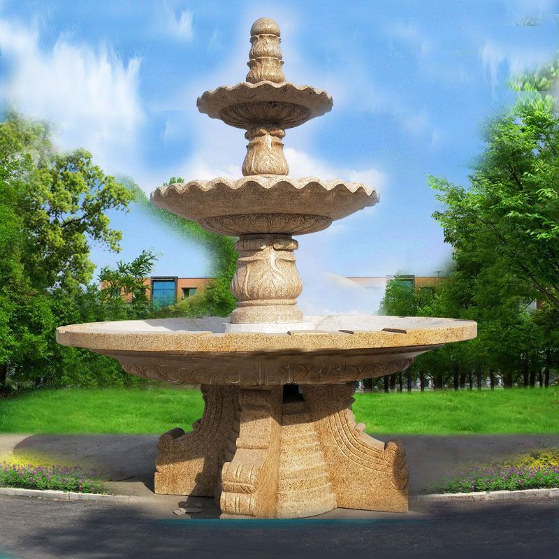 瀛乐 石雕喷泉 花岗岩水钵喷泉假山喷水池晚霞红大理石转水球雕塑厂家