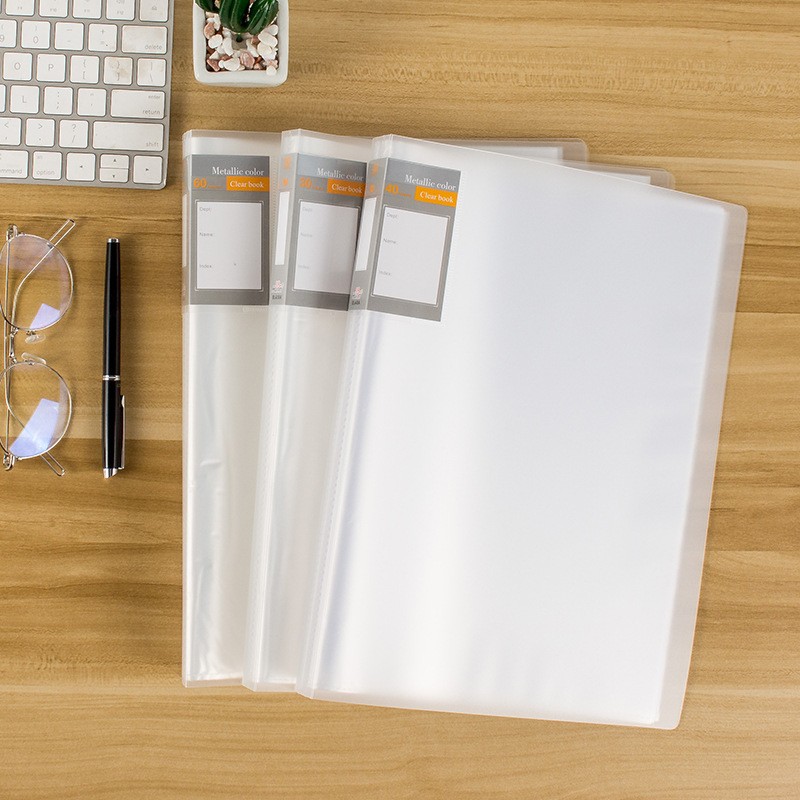资料册透明简约办公用品多页文件a4文件夹100页多层 白色 10页