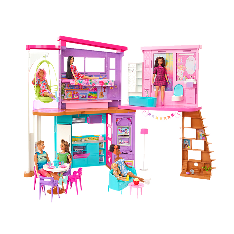 芭比（Barbie）儿童玩具女孩礼物洋娃娃小公主过家家玩具-芭比娃娃衣橱系列之马里布别墅HCD50
