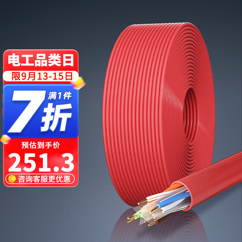 德力西（DELIXI）超六类非屏蔽网线万兆高速 无氧铜工程家装宽带电脑监控布线100米 【超六类】八芯电脑网线高性价比高么？