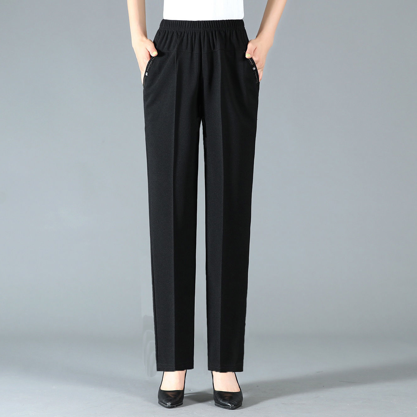 妈妈穿的卫裤中老年人女士运动裤夏季薄款中老年女裤高腰弹力大码妈妈