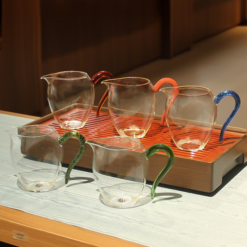 弘龍翊口茶海高硼硅玻璃公道杯加厚耐热日式分茶器透明泡茶茶具配件 黑金