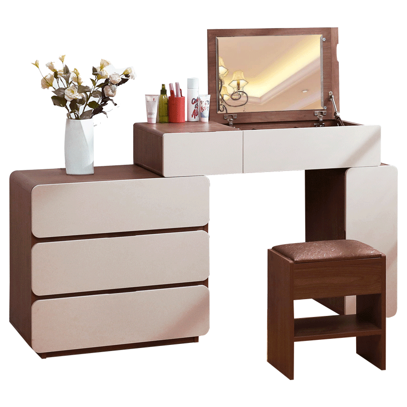 慕澜（MULAN）梳妆台卧室多功能北欧小化妆台现代简约翻盖化妆桌储物柜一体 H07妆台【6年质保】