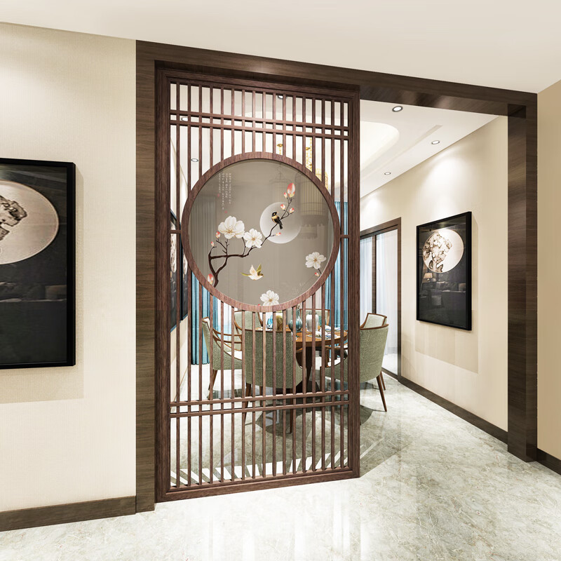 艺可恩新中式屏风隔断客厅卧室书房酒店现代办公实木花格玄关门座屏