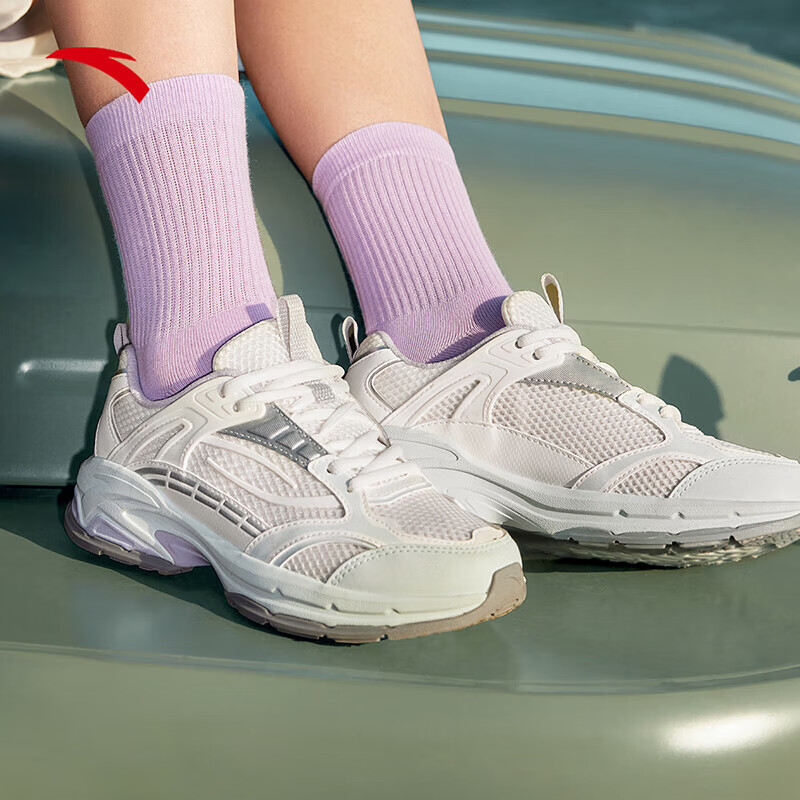 安踏(anta)千禧冰河丨休闲鞋女鞋秋季网面透气舒适潮流复古增高运动鞋