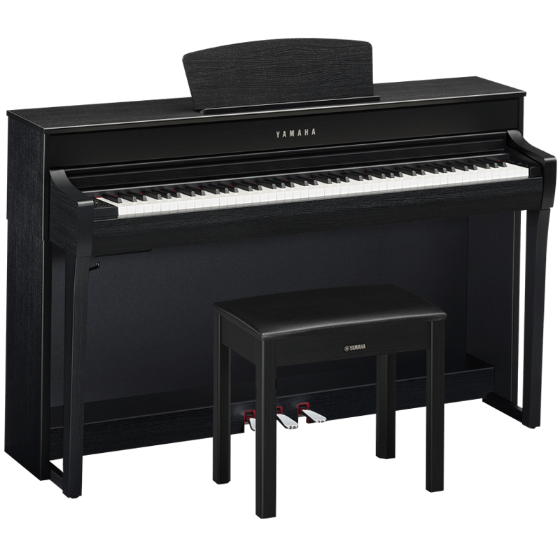 雅马哈电钢琴CLP725/735/745 高端进口家用立式钢琴88键重锤 演奏电子钢琴 CLP735B黑色+原装琴凳 CLP635升级