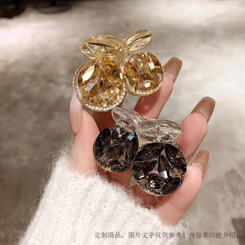 jack viney水晶樱桃抓夹气质小号头顶夹前额刘海碎发夹网红发抓 q#-2