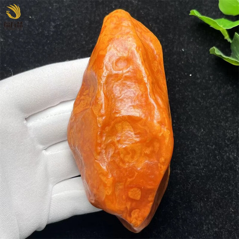 福万喆 天然俄料白花琥珀蜜蜡全皮原石手把件摆件 100克