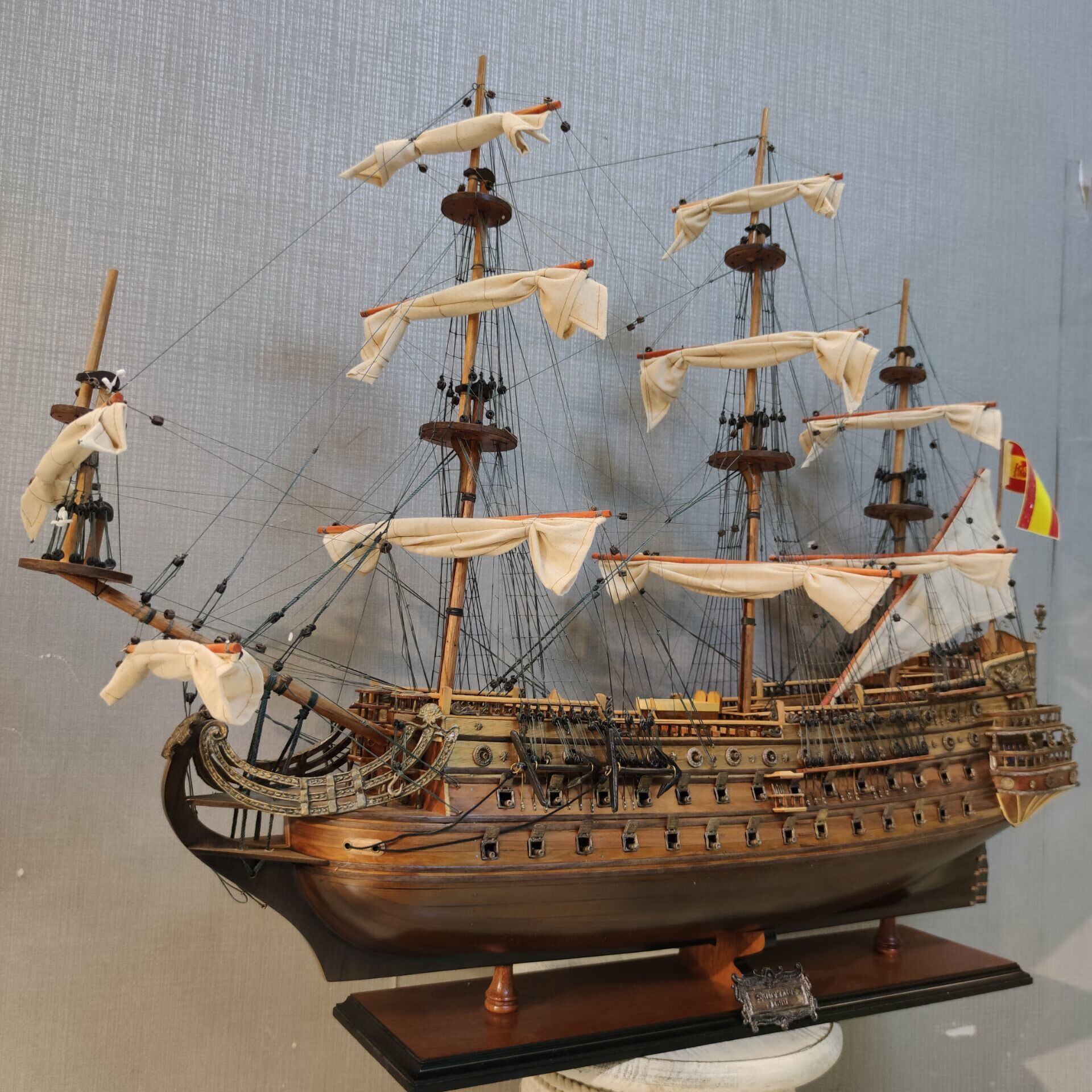 oimg一帆风顺摆件帆船模型胜利号木质仿真船模型客厅办公室装饰工艺船