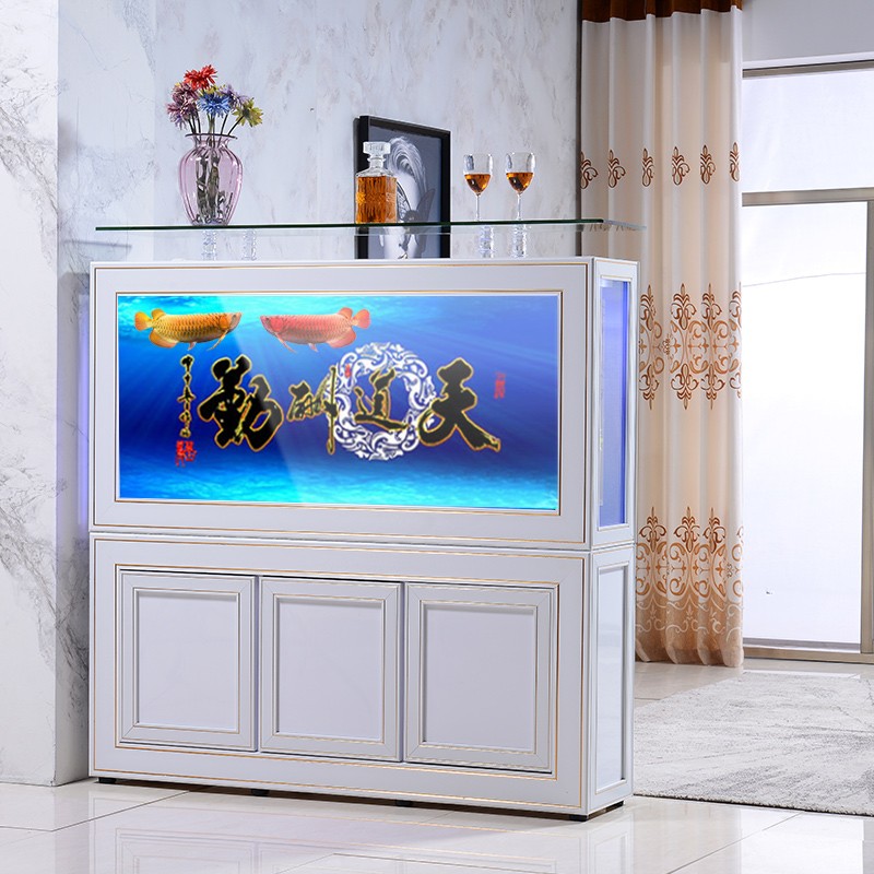 gdshangpin落地鱼缸中大型玻璃鱼缸生态免换水鱼缸客厅家用底滤屏风懒人龙鱼缸水族箱 轻奢白 80X38X158