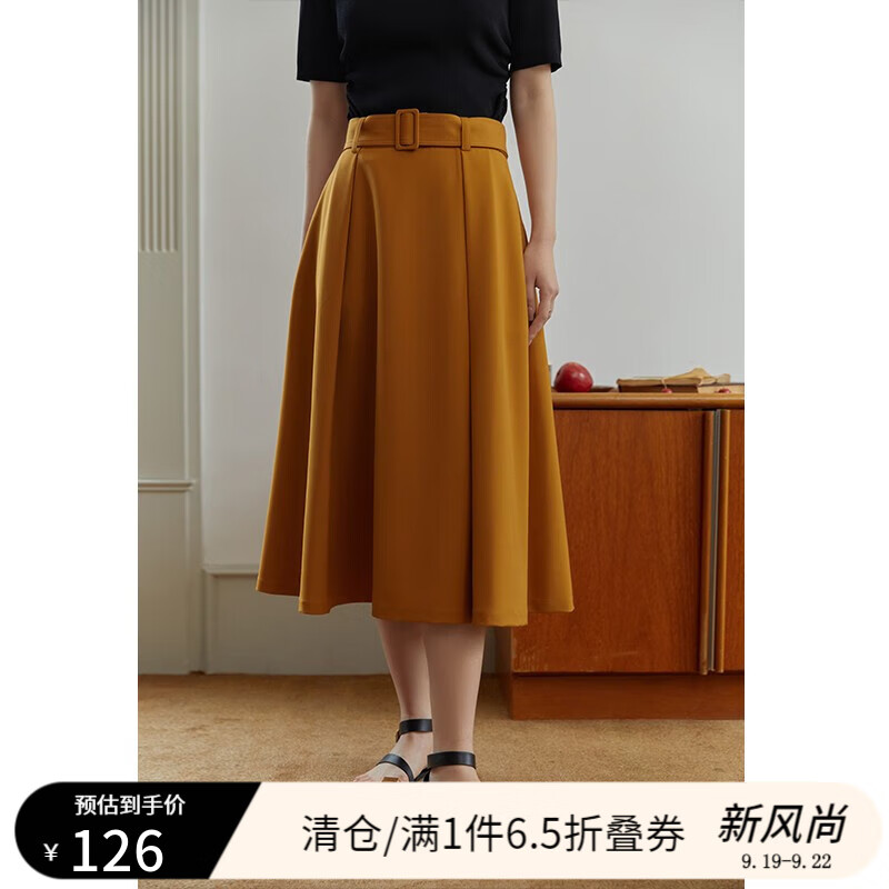独束大码女装法式气质复古垂感伞裙女夏装微胖mm收腰显瘦遮胯半身裙 焦糖色 XXL怎么看?