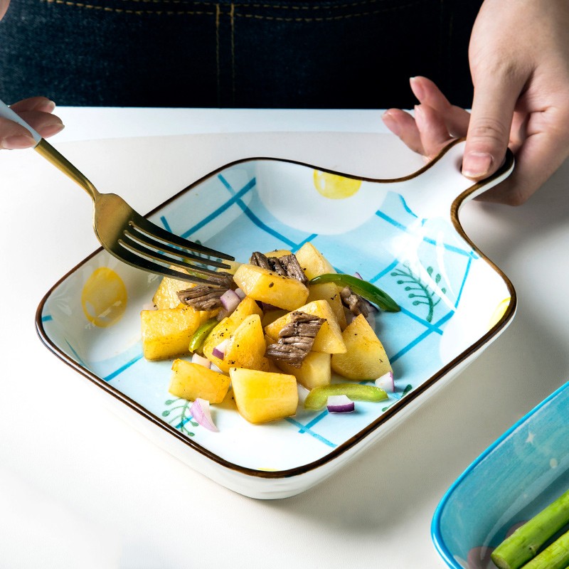 inscription 烘焙烤盘沙拉盘 家用单柄西餐盘牛排盘水果盘子 煎蛋