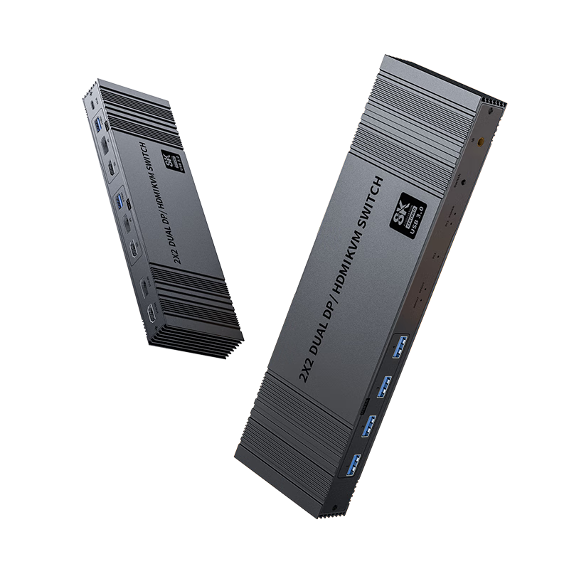 UNNLINK KVM切换器 HDMI+DP二进二出切换器异显分屏器 4K144Hz高刷USB3.0两台电脑共享一套鼠标键盘打印机 DP+HDMI【4K144Hz】2进2出切换器