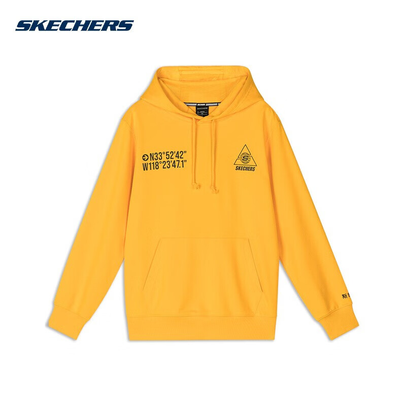斯凯奇（Skechers）威神V同款LOGO长袖连帽衫运动休闲男子卫衣L120M063 金黄色 XL