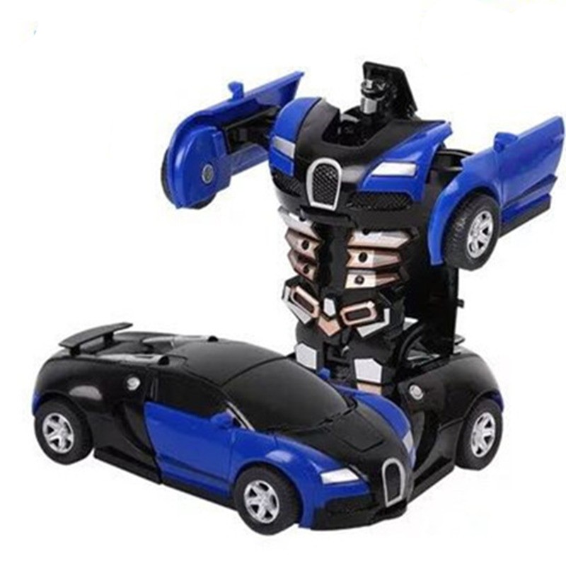 布加迪变现金刚机器人 玩具擎天柱模型 惯性回力车 滑行手动玩具车 红色
