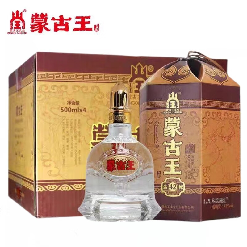 蒙古王42度金帐整箱500ml*4瓶浓香型固态发酵粮食白酒草原特产 42度金