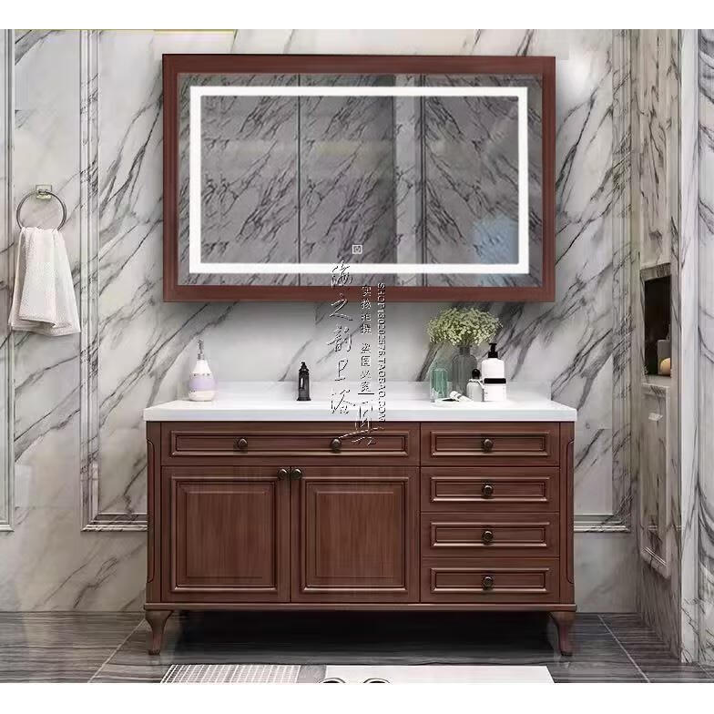 法恩莎(faenza)美式浴室柜组合实木洗脸盆柜陶瓷一体盆洗手盆柜洗漱台