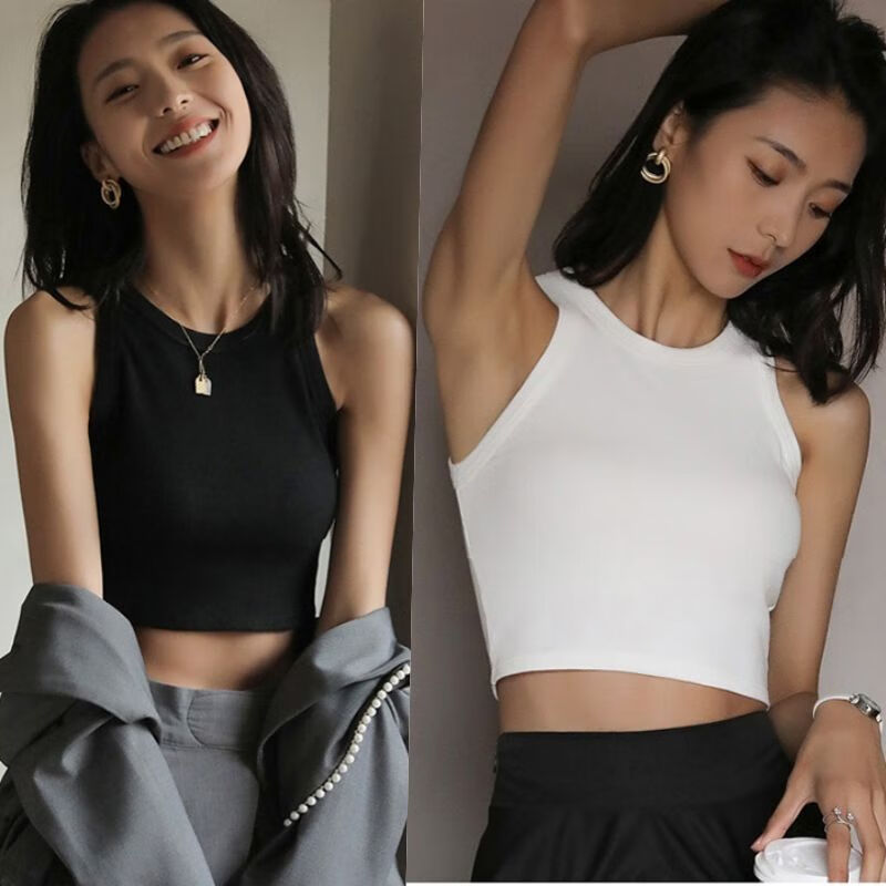 宁墅辣妹上衣露肚脐黑色漏脐装高腰短款紧身露脐装小背心女短款打底衫