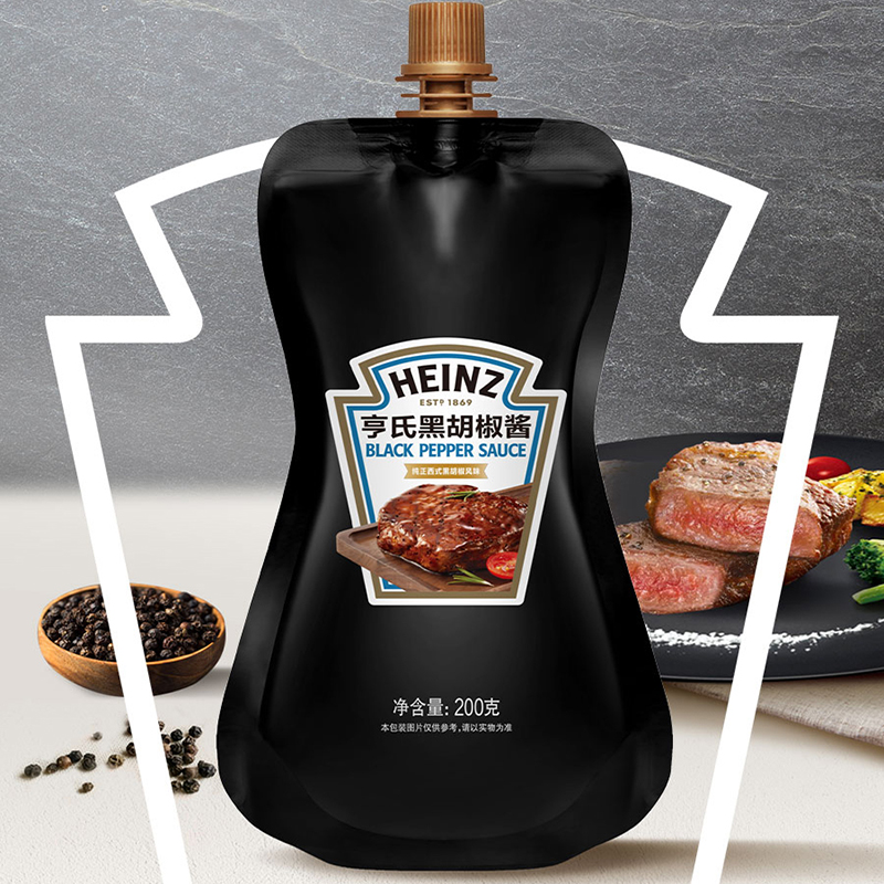亨氏(heinz) 黑胡椒酱 黑胡椒调味酱 烤肉牛排酱 200g袋装卡夫亨氏