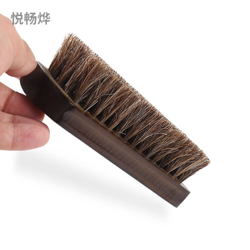 鞋刷刷擦鞋油刷翻毛皮鞋麂皮软毛刷子清洁除尘不伤鞋 短款实木马鬃刷