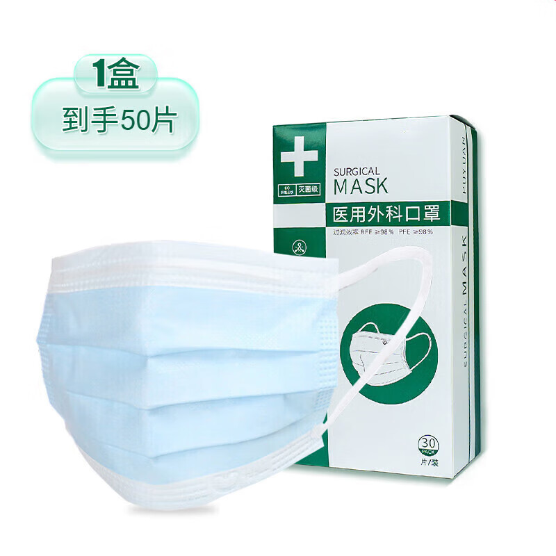 夏天通气降温女夏季透气全脸薄款遮阳面口罩 普通医用外科蓝色口罩